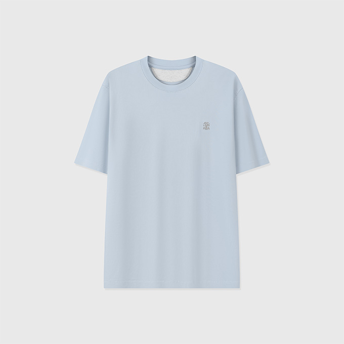 brunello cucinelli plain knit embroidered logo crew neck short sleeve cotton t-shirt